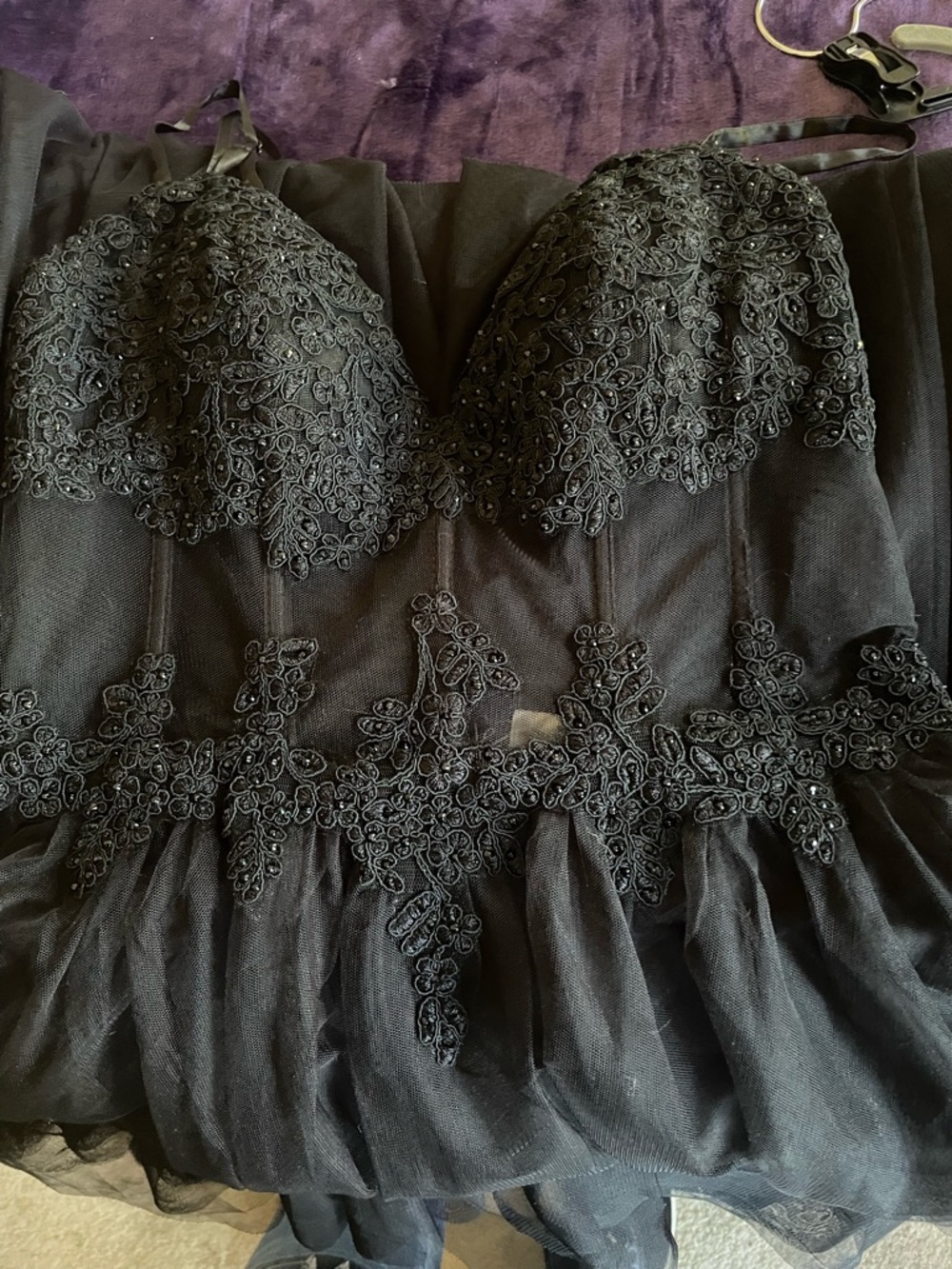Windsor Black Lace Bodice Tulle Prom Gown - Picture 3 of 5